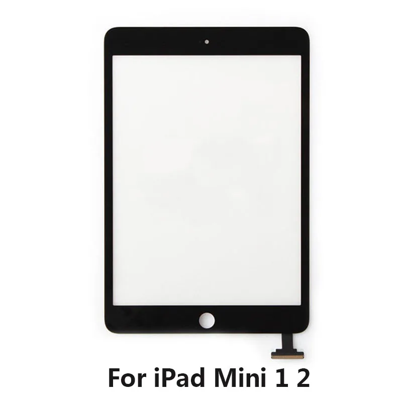 negro no LCD, con botón de inicio A1490 panel de pantalla táctil de repuesto A1454 Repuesto para iPad Mini 1 2 digitalizador de pantalla táctil de repuesto A1489 A1455 para A1432